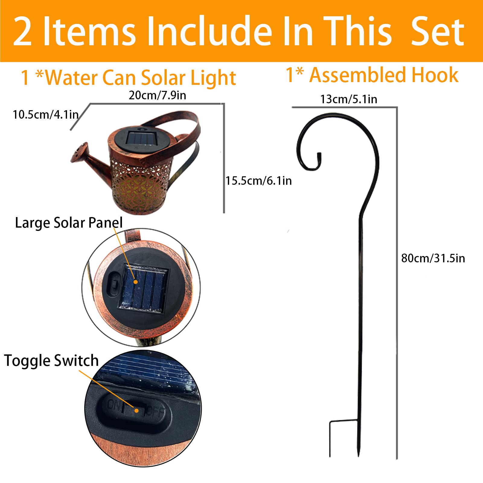 Merrytech Solar Lanterns Outdoor Waterproof,Metal Watering Can Garden Decor,Hanging Solar Path Lights Yard Art,Outside Patio Decorations Gardening Birthday Gifts for Mom Grandma Women,with Hook,Large - CookCave