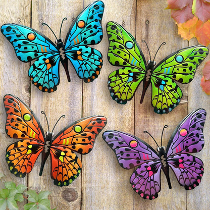 Metal Butterfly Wall Decor - 9.6" Outdoor Fence Wall Art Decor, Hanging Decoration for Garden Yard Living Room Bedroom Patio Balcony(4 Pack) - CookCave