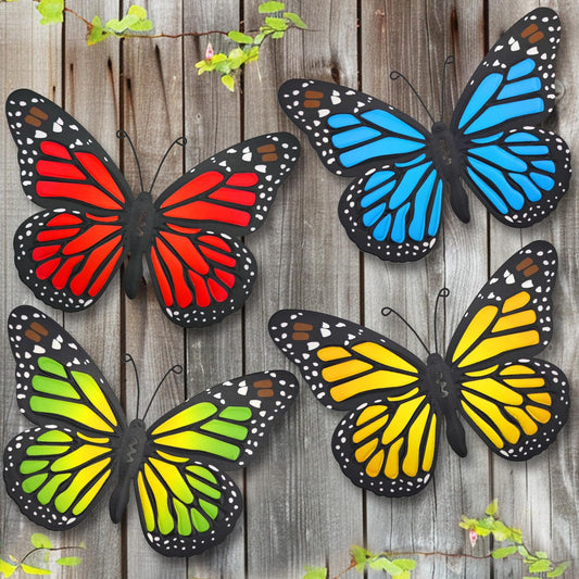 Metal Butterfly Wall Outdoor Decor, 4 Pack 9.8in Metal Butterflies Wall Art Sculpture Hanging Decorations for Backyard Patio Fence Garden Home, Gift for Mom Friend - CookCave