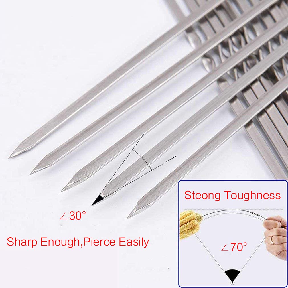 Metal Skewer for Grilling,Kabob Skewer,Flat BBQ Barbecue Skewer,Grilling Skewers Set,Reusable BBQ (14" skewer(16 pack)) - CookCave