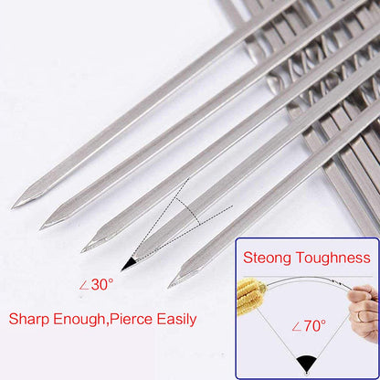 Metal Skewer for Grilling,Kabob Skewer,Flat BBQ Barbecue Skewer,Grilling Skewers Set,Reusable BBQ (14" skewer(16 pack)) - CookCave