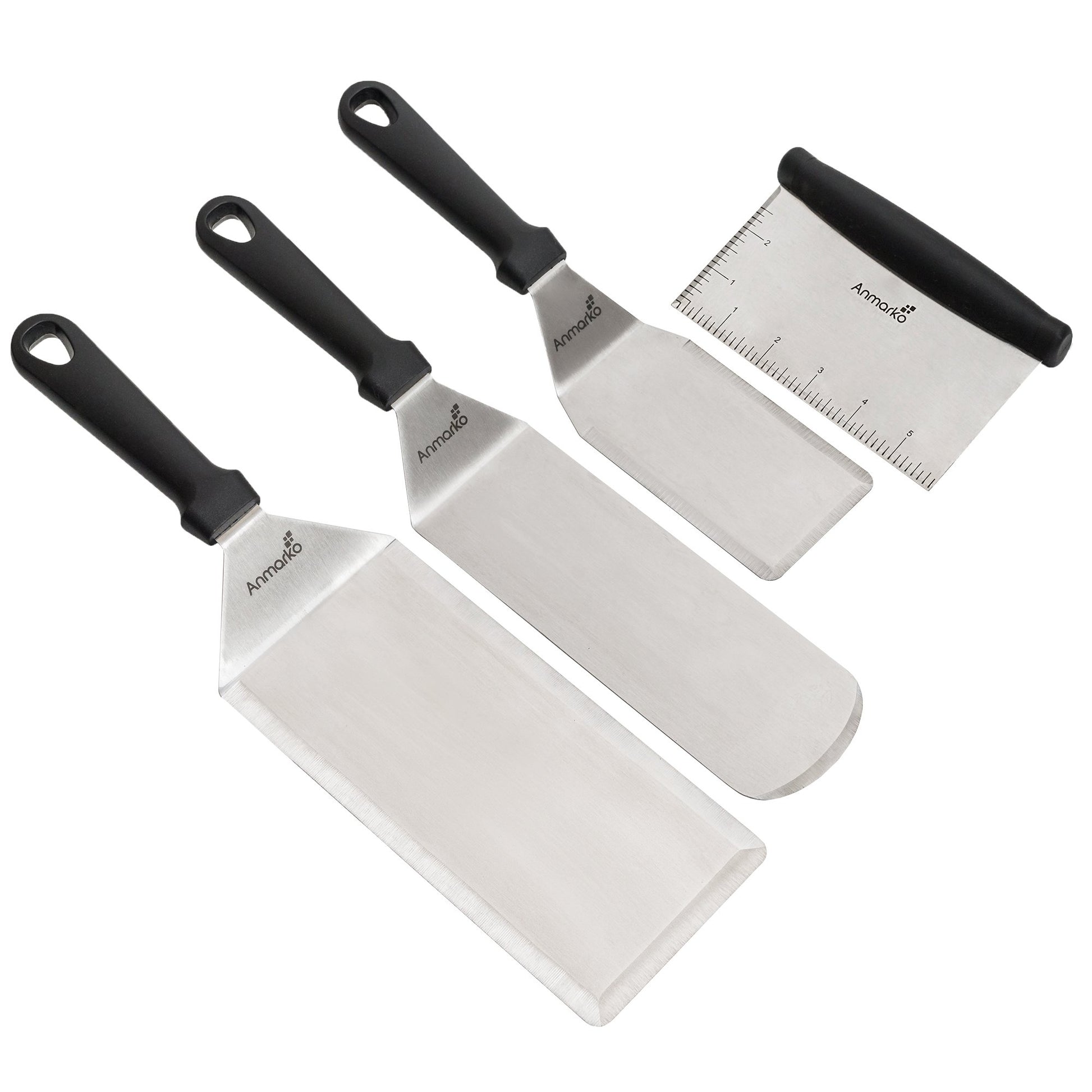 Metal Spatula Griddle Accessories Set - Griddle Scraper Flat Spatula Pancake Flipper Hamburger Turner - Metal Utensil great for BBQ Grill Flat Top Cast Iron Griddle - Commercial Grade - CookCave