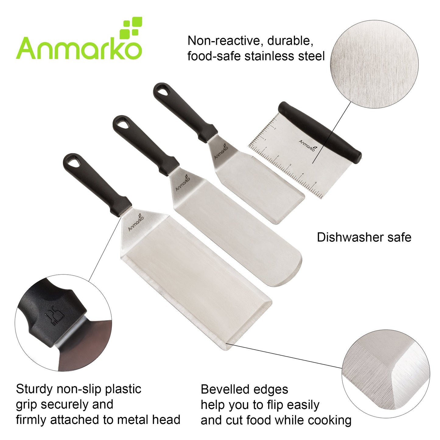 Metal Spatula Griddle Accessories Set - Griddle Scraper Flat Spatula Pancake Flipper Hamburger Turner - Metal Utensil great for BBQ Grill Flat Top Cast Iron Griddle - Commercial Grade - CookCave