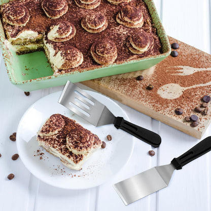 Metal Spatulas 2 Pieces, Stainless Steel Spatula with Heat Resistant Handle, 9.8 Inch Stainless Steel Spatula Ideal for Desserts, Pancakes, Eggs, Griddle Scraper or BBQ - CookCave