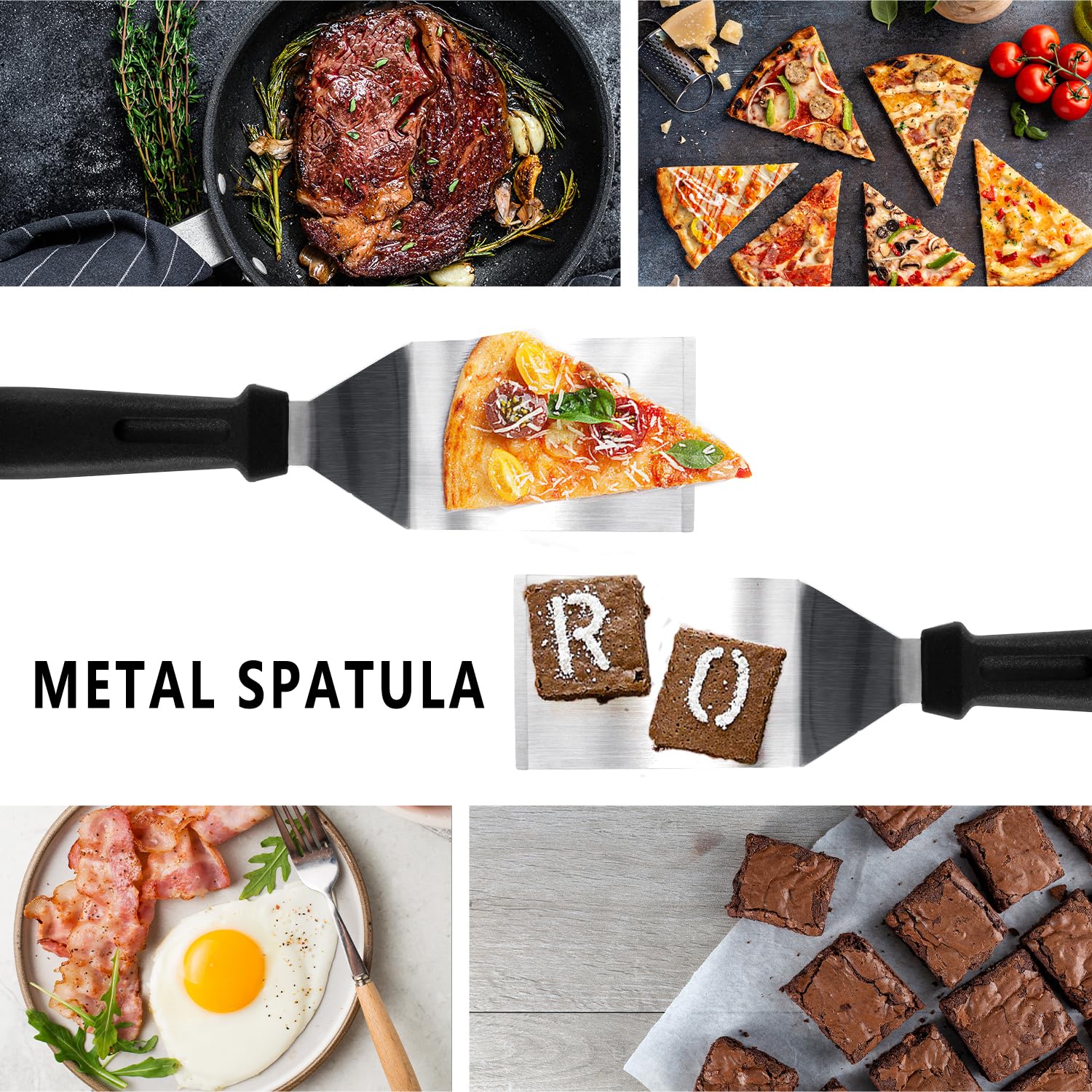 Metal Spatulas 2 Pieces, Stainless Steel Spatula with Heat Resistant Handle, 9.8 Inch Stainless Steel Spatula Ideal for Desserts, Pancakes, Eggs, Griddle Scraper or BBQ - CookCave