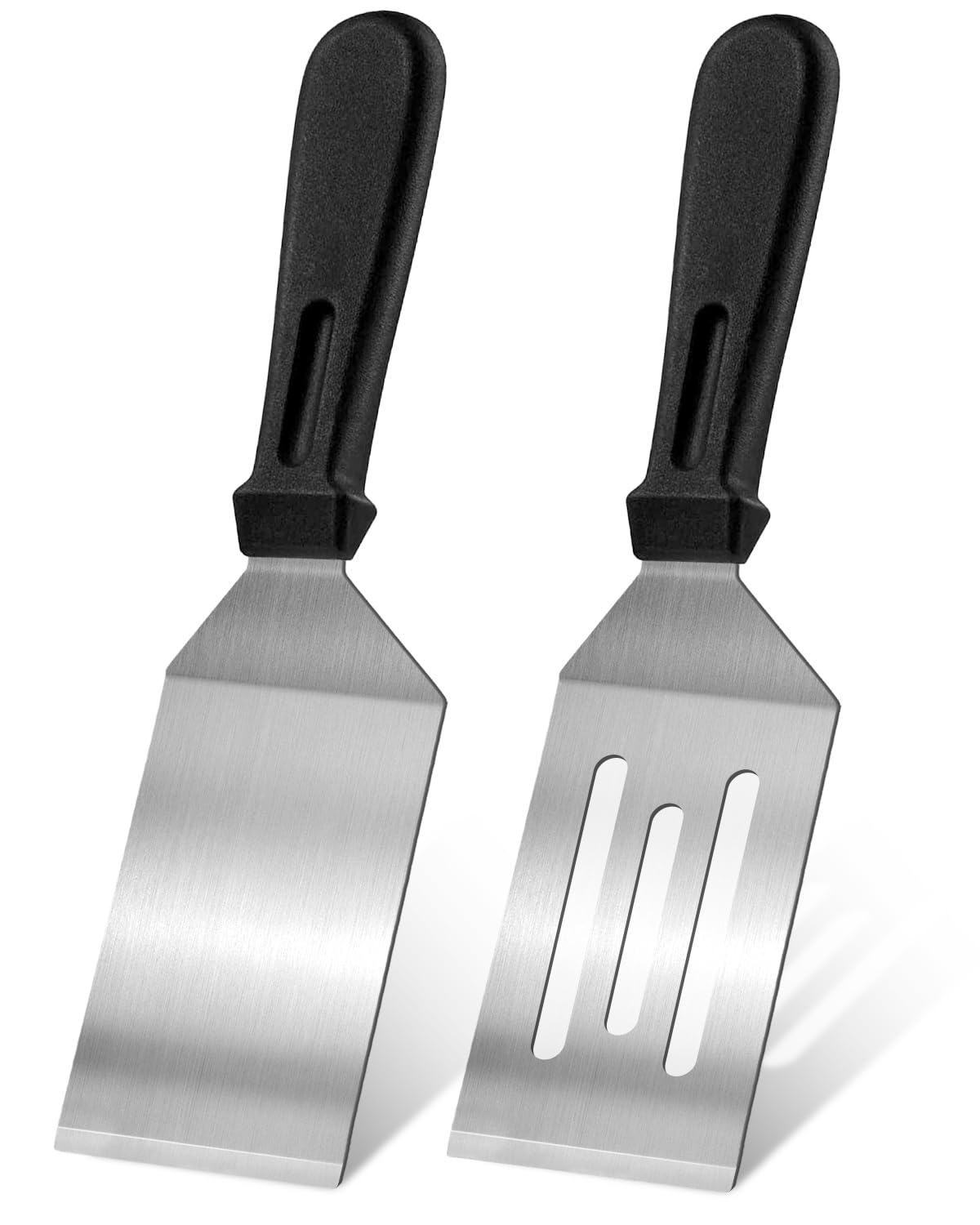 Metal Spatulas 2 Pieces, Stainless Steel Spatula with Heat Resistant Handle, 9.8 Inch Stainless Steel Spatula Ideal for Desserts, Pancakes, Eggs, Griddle Scraper or BBQ - CookCave