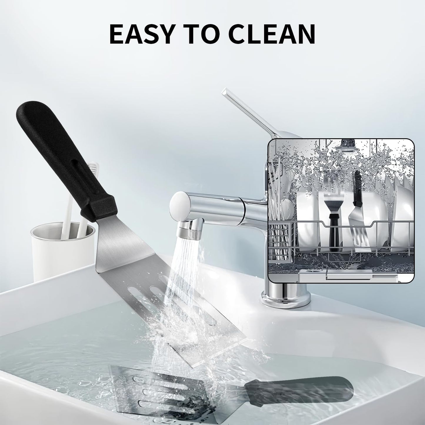 Metal Spatulas 2 Pieces, Stainless Steel Spatula with Heat Resistant Handle, 9.8 Inch Stainless Steel Spatula Ideal for Desserts, Pancakes, Eggs, Griddle Scraper or BBQ - CookCave