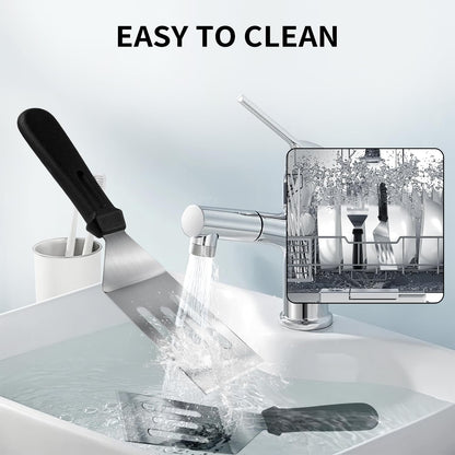 Metal Spatulas 2 Pieces, Stainless Steel Spatula with Heat Resistant Handle, 9.8 Inch Stainless Steel Spatula Ideal for Desserts, Pancakes, Eggs, Griddle Scraper or BBQ - CookCave