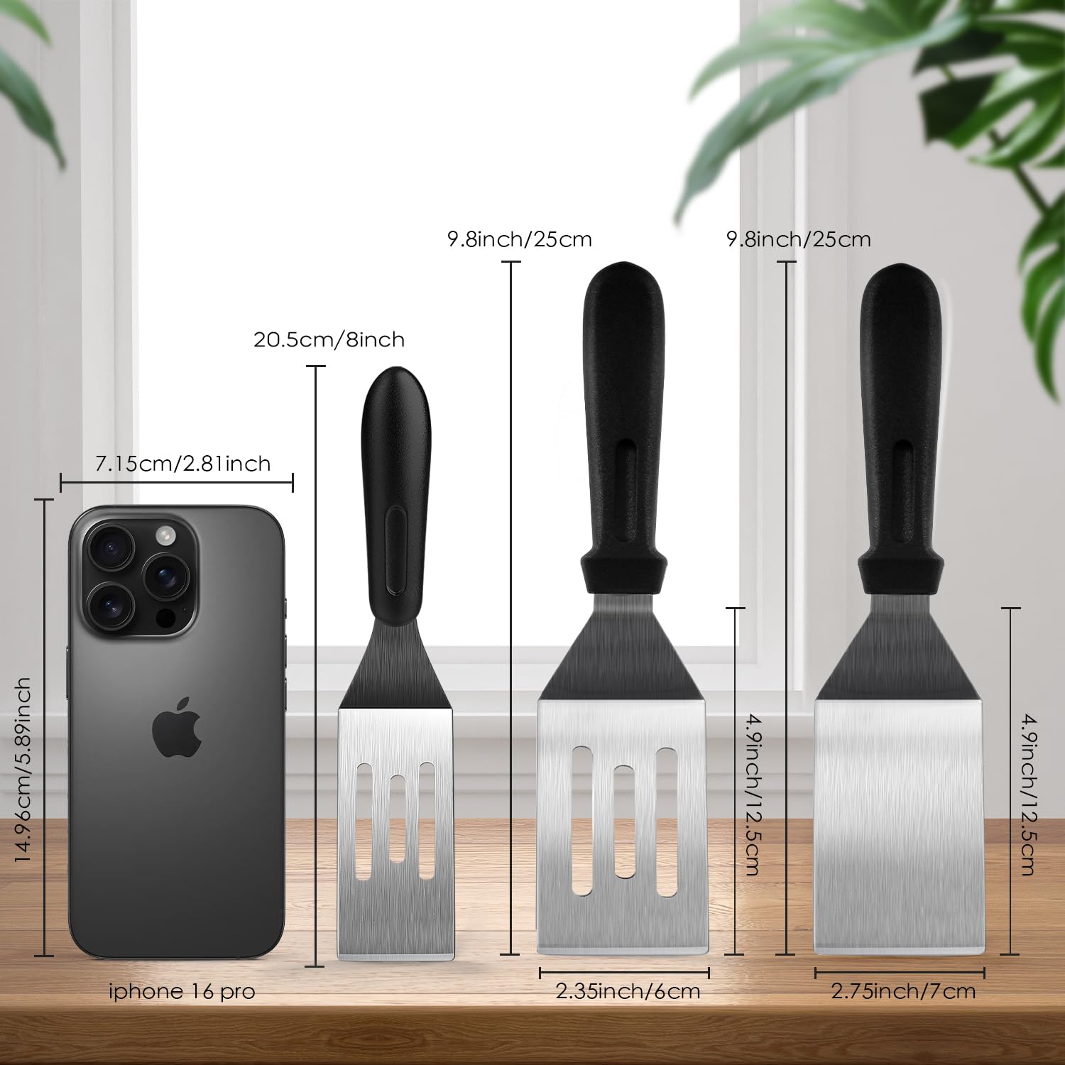 Metal Spatulas 2 Pieces, Stainless Steel Spatula with Heat Resistant Handle, 9.8 Inch Stainless Steel Spatula Ideal for Desserts, Pancakes, Eggs, Griddle Scraper or BBQ - CookCave