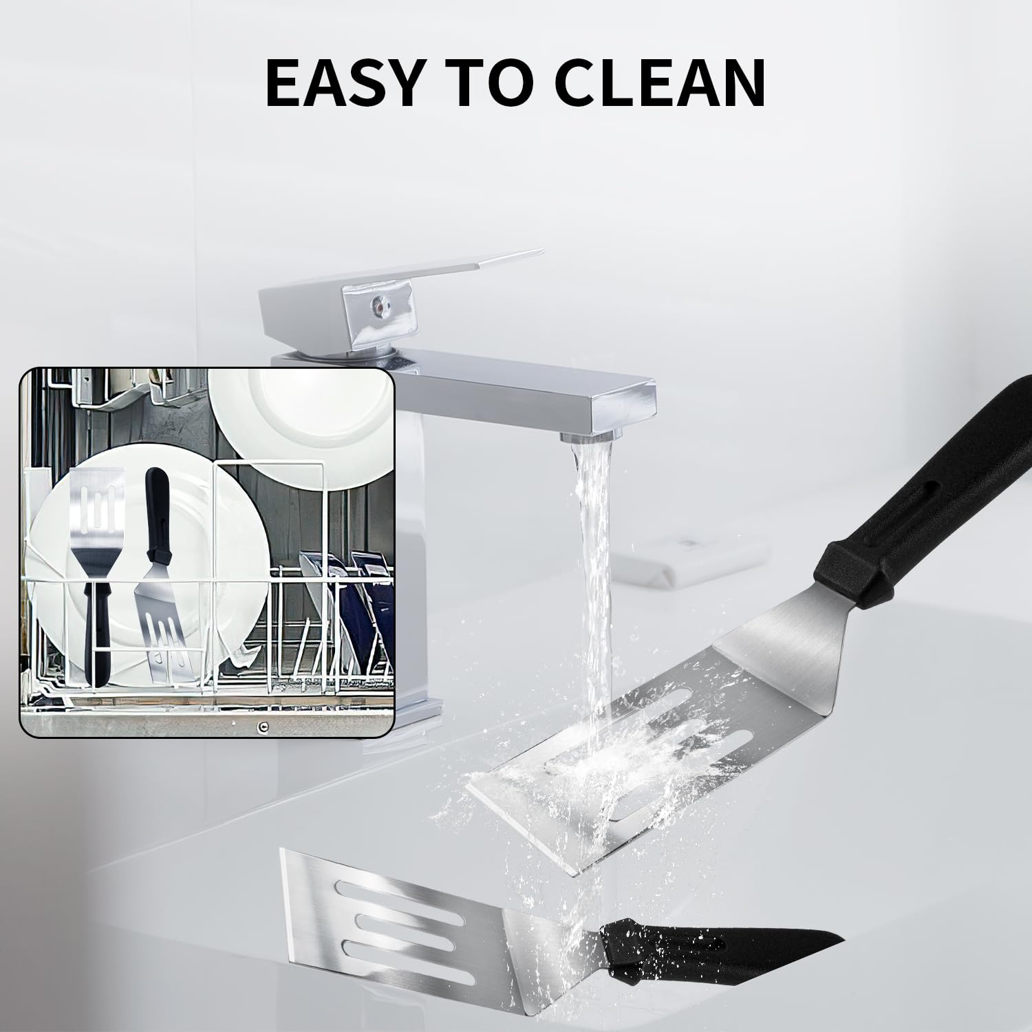 Metal Spatulas for kitchen Use, 2 Pieces Professional Serving Spatula with Heat Resistant Handle, 9.8 Inch Stainless Steel Spatula Ideal for Pancakes, Eggs, Griddle Scraper, BBQ or Desserts - CookCave