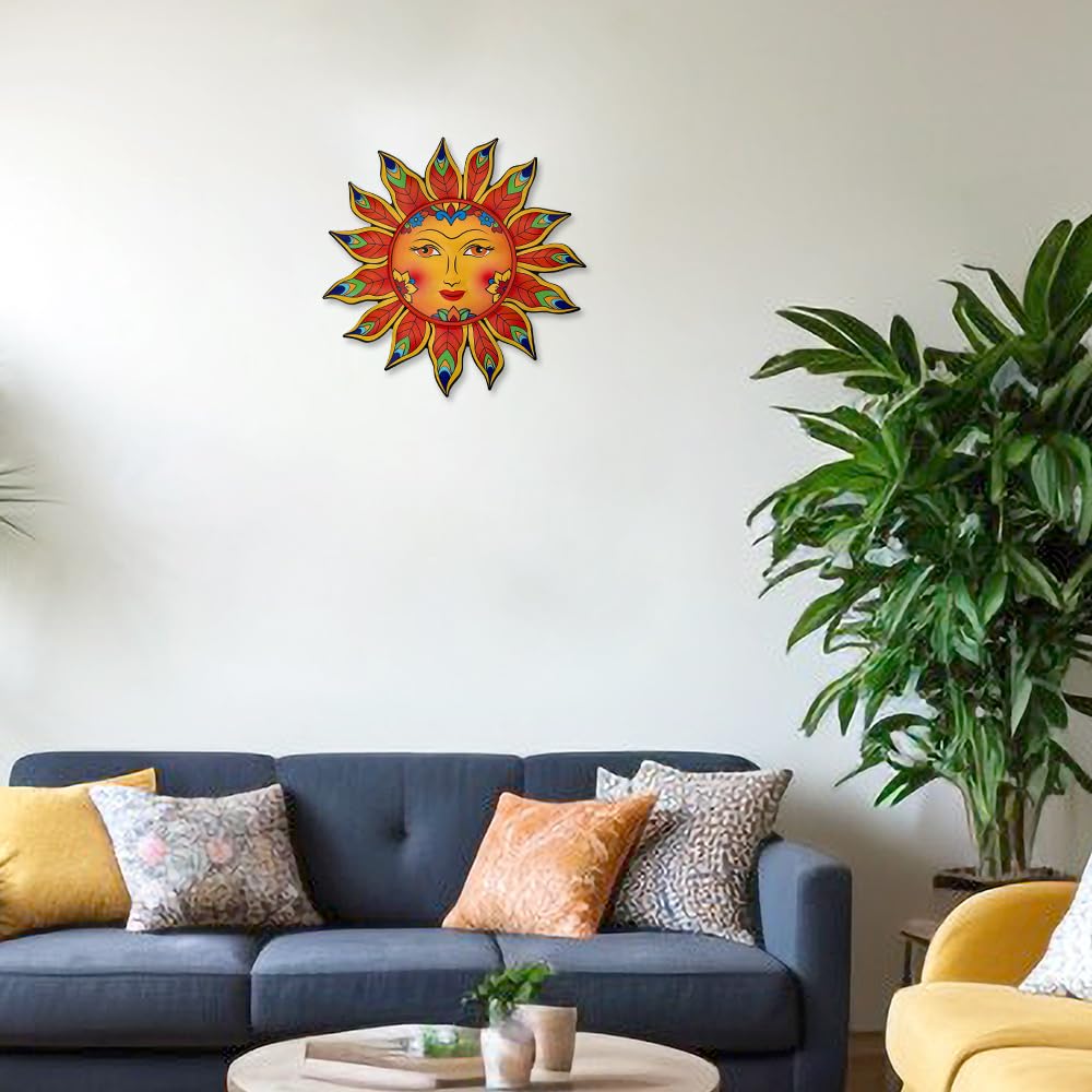 Metal Sun Flower Wall Decor,13inches Sun Wall Art Hanging Decoration for Indoor and Outdoor, Garden Farmhouse Yard Patio Fence Living Room Bedroom Decor - CookCave