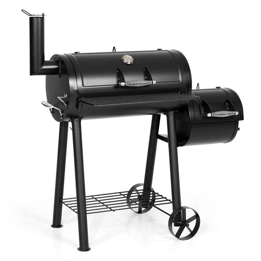 MFSTUDIO Heavy Duty Charcoal Wood Offset Outdoor Smoker Grill, Charcoal Grill with Smoker Combo for BBQ Grilling, 512 SQ.IN. - CookCave