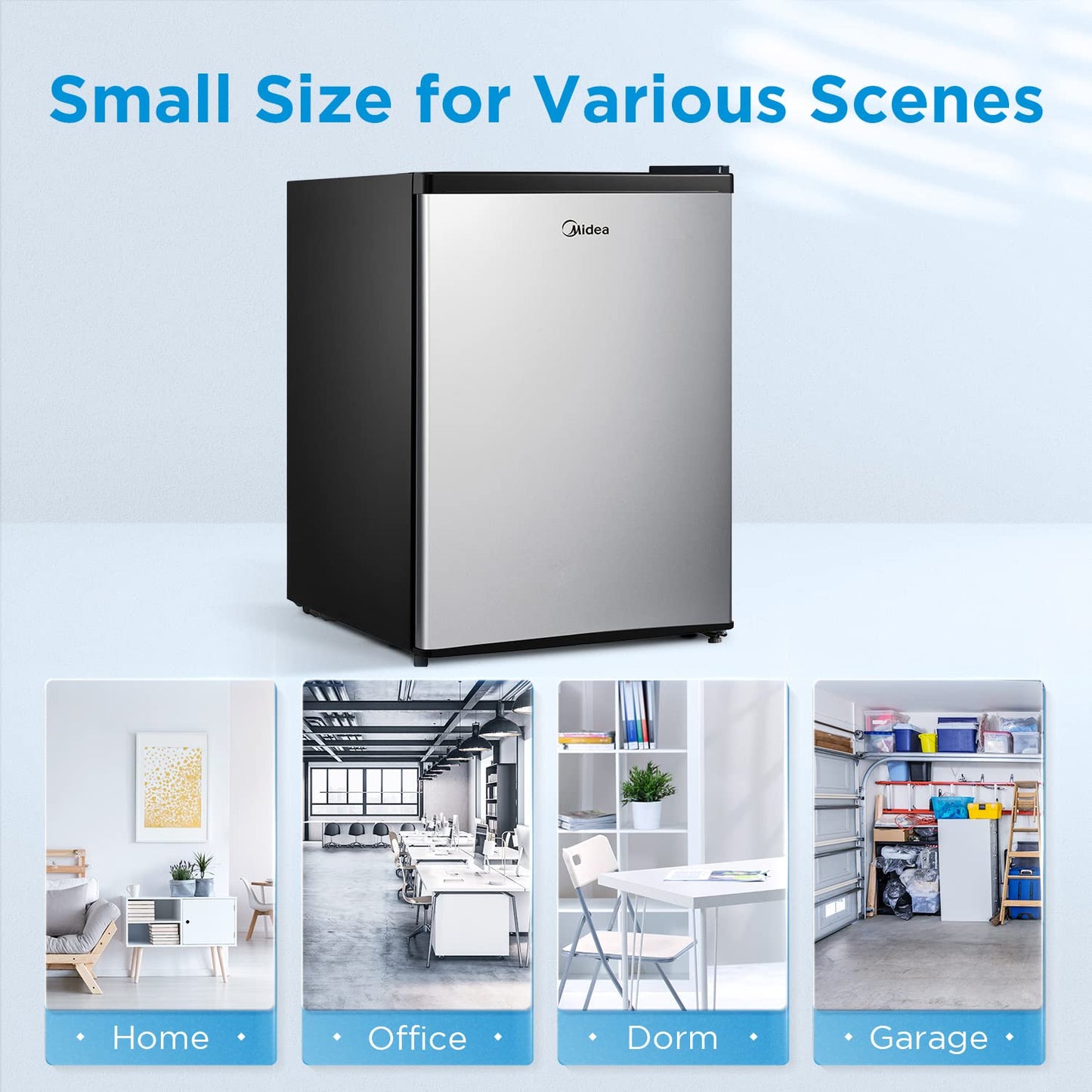 Midea WHS-87LSS1 Refrigerator, 2.4 Cubic Feet, Stainless Steel - CookCave