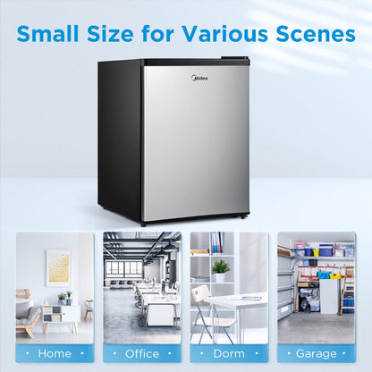 Midea WHS-87LSS1 Refrigerator, 2.4 Cubic Feet, Stainless Steel - CookCave