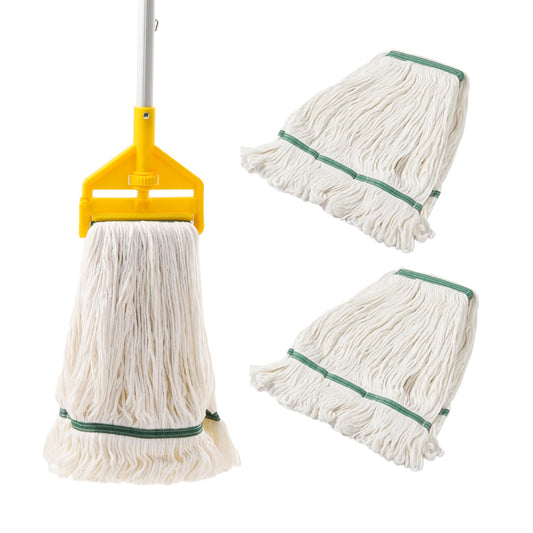 Midoneat Commercial Mop Heavy Duty Industrial Mop with Long Handle,59" Looped-End String Wet Cotton Mops for Floor Cleaning, Including Three mop Head Replacement - CookCave