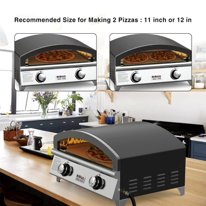 Mimiuo 25 Inch Outdoor Gas Pizza Oven, Portable Propane Pizza Oven with Large Baking Stone - Make 2 Pizzas At Once - Multifunctional Stainless Steel Grilling Stove to Cook Steak Meat Seafood - CookCave