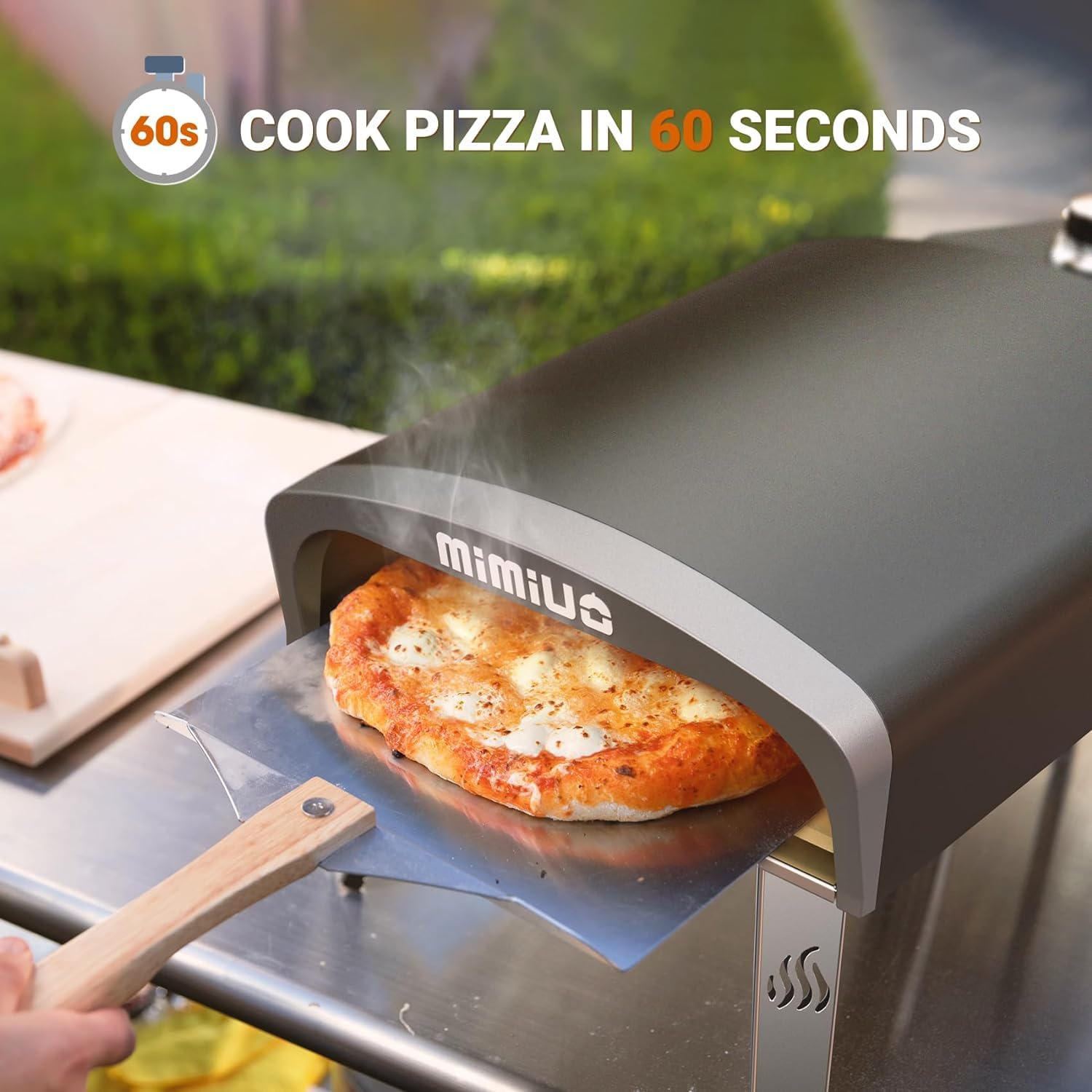 Mimiuo Outdoor Gas Pizza Oven Portable Propane Pizza Grilling Stove with Manual Rotation System, Oven Cover, Pizza Stone and Pizza Peel - CookCave