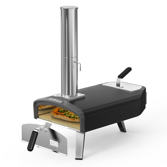 Mimiuo Outdoor Pizza Oven 12“ Wood Charcoal Fired Pizza Oven with Square Pizza Stone, Portable Pizza Stove for Outside Backyard Camping Picnics - CookCave