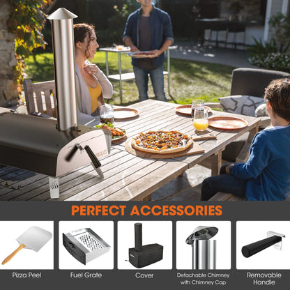 Mimiuo Outdoor Pizza Oven Wood Pellet 12" Pizza Ovens with Pizza Stone and Pizza Peel, Portable Wood-Fired Pizza Oven Pizza Stove for Backyard and Outside (Classic W-Oven Series) - CookCave