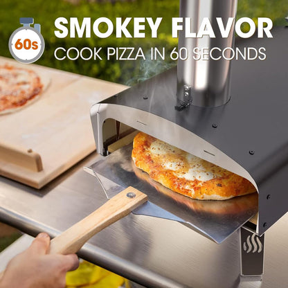 Mimiuo Outdoor Pizza Oven Wood Pellet 12" Pizza Ovens with Pizza Stone and Pizza Peel, Portable Wood-Fired Pizza Oven Pizza Stove for Backyard and Outside (Classic W-Oven Series) - CookCave
