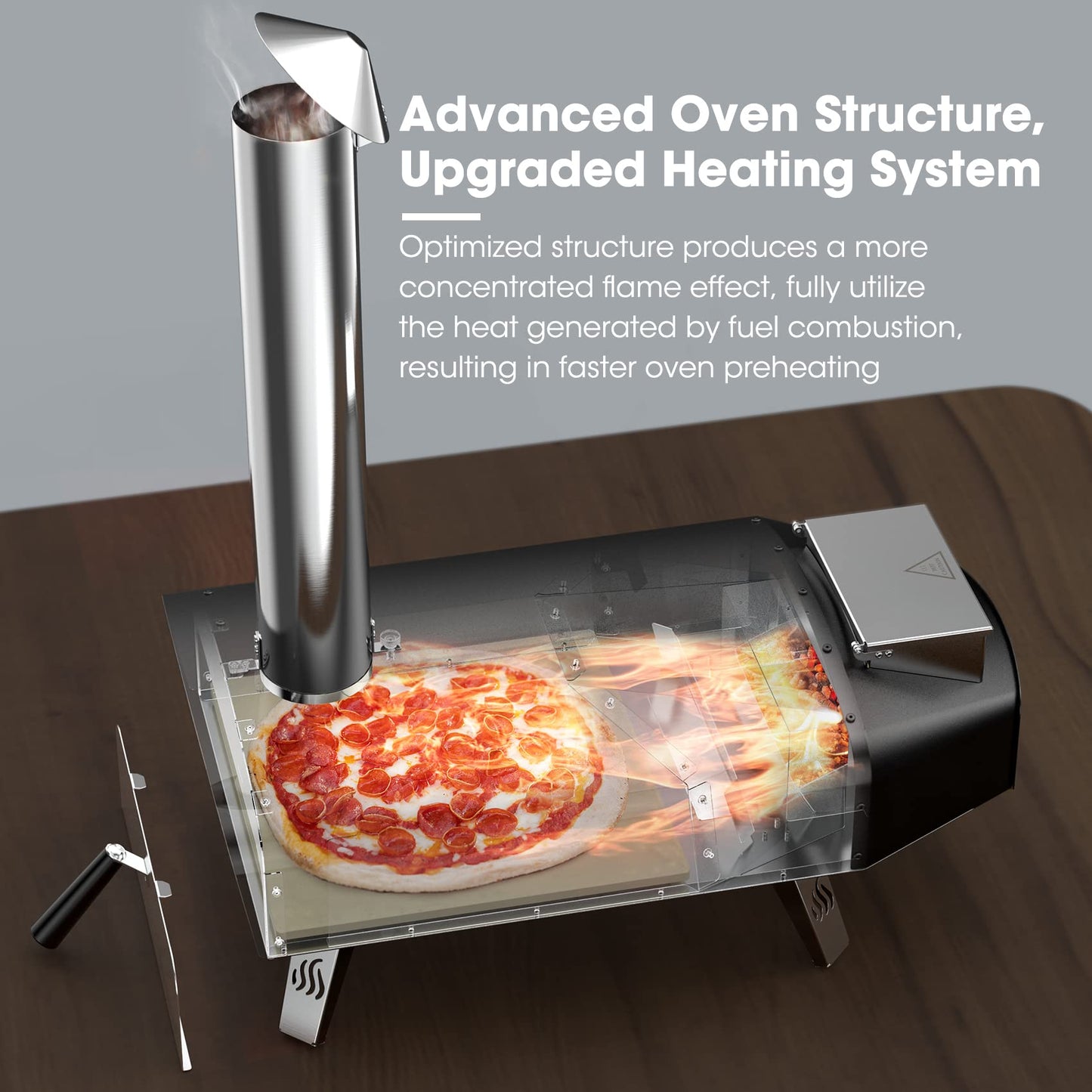 Mimiuo Outdoor Pizza Oven Wood Pellet 12" Pizza Ovens with Pizza Stone and Pizza Peel, Portable Wood-Fired Pizza Oven Pizza Stove for Backyard and Outside (Classic W-Oven Series) - CookCave