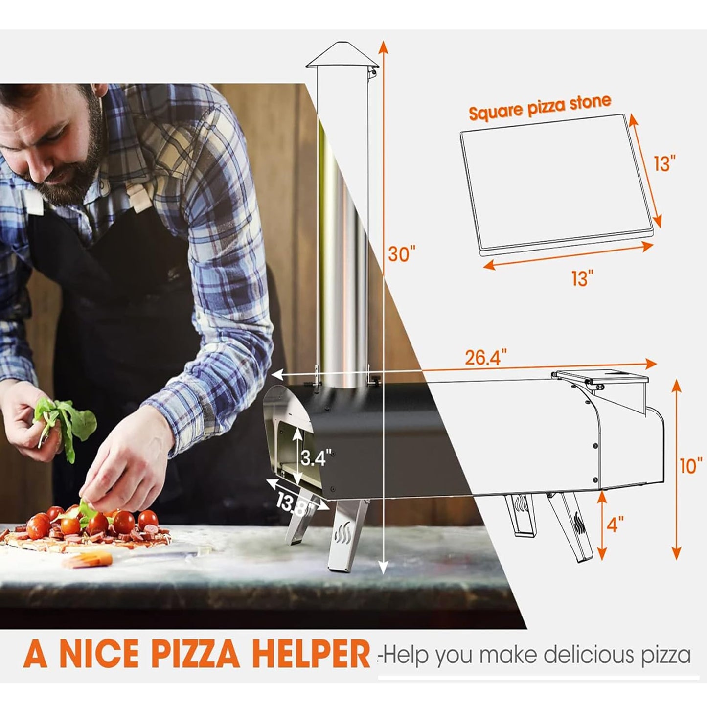 Mimiuo Outdoor Pizza Oven Wood Pellet 12" Pizza Ovens with Pizza Stone and Pizza Peel, Portable Wood-Fired Pizza Oven Pizza Stove for Backyard and Outside (Classic W-Oven Series) - CookCave