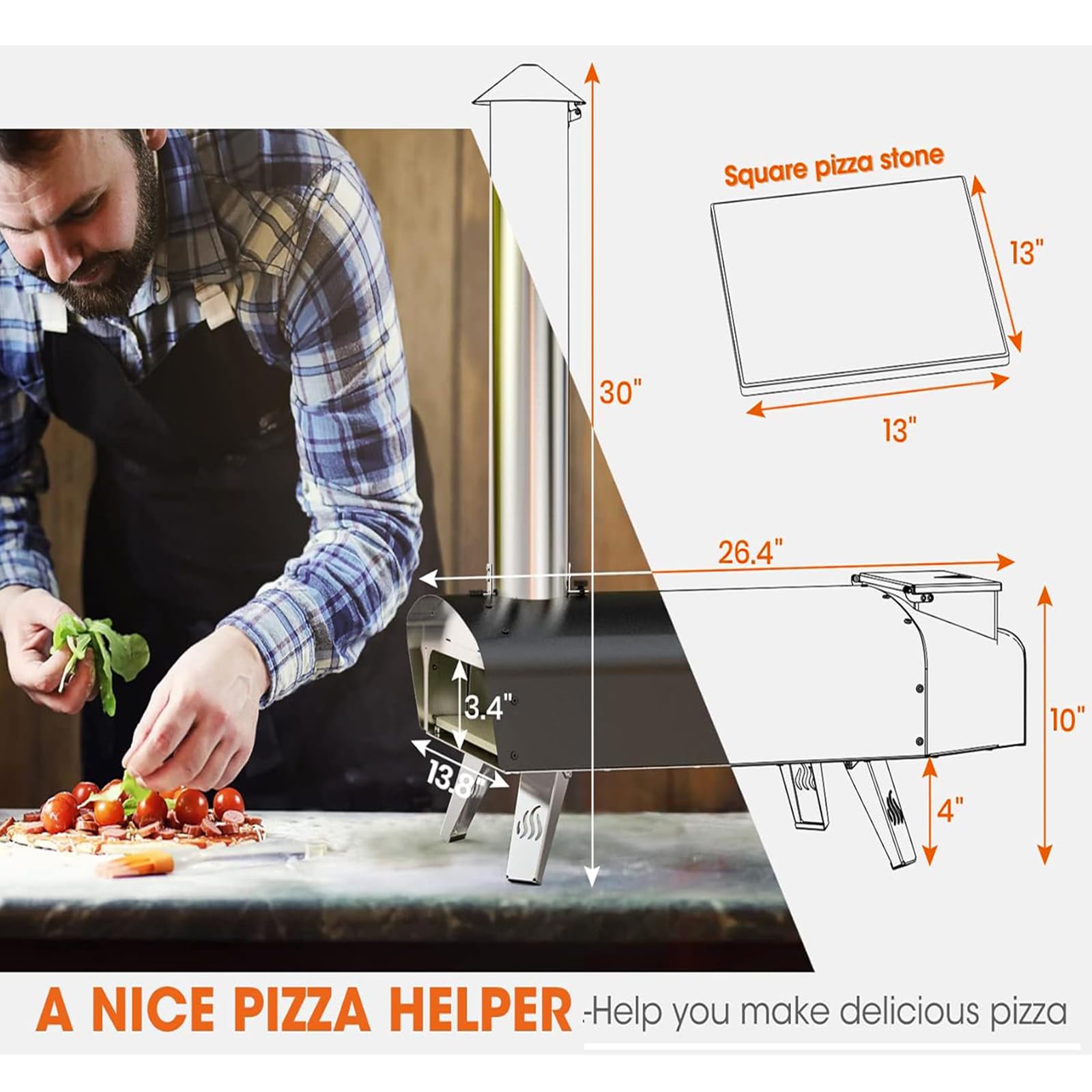 Mimiuo Outdoor Pizza Oven Wood Pellet 12" Pizza Ovens with Pizza Stone and Pizza Peel, Portable Wood-Fired Pizza Oven Pizza Stove for Backyard and Outside (Classic W-Oven Series) - CookCave