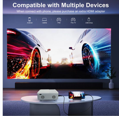 Mini bluetooth Projector(Phone HDMI Cable Included)Support 4K Native 1080P Portable Movie Projectors,outdoor small Projector,room wall Projector Compatible with Android/iOS/Windows/TV Stick/HDMI/USB - CookCave