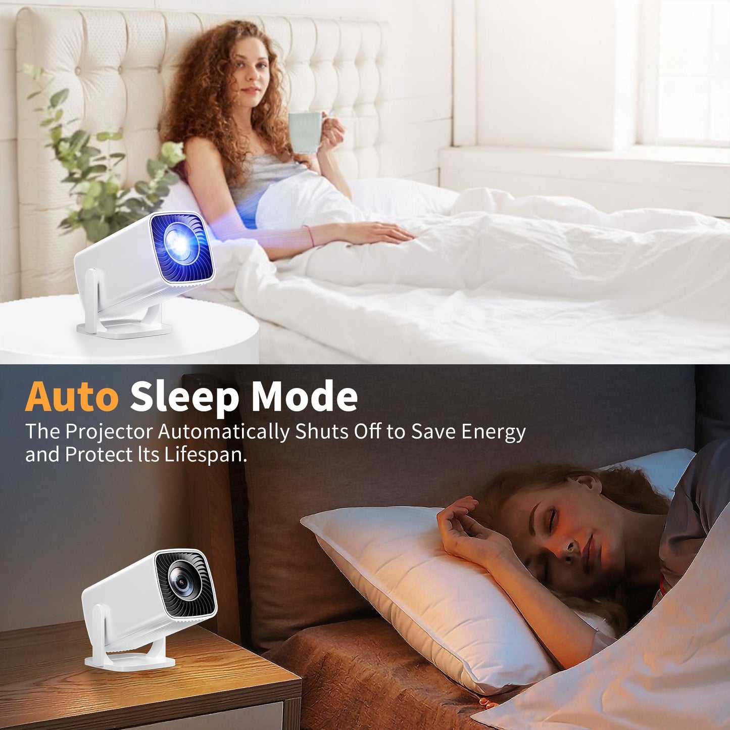 Mini Projector, Portable Projector 4K Support, Full HD 1080P Outdoor Projector, 270° Rotation Movie Projector, Max 200" Screen, Compatible with Smartphone, TV Stick, Laptop, PS4, HDMI, USB - CookCave