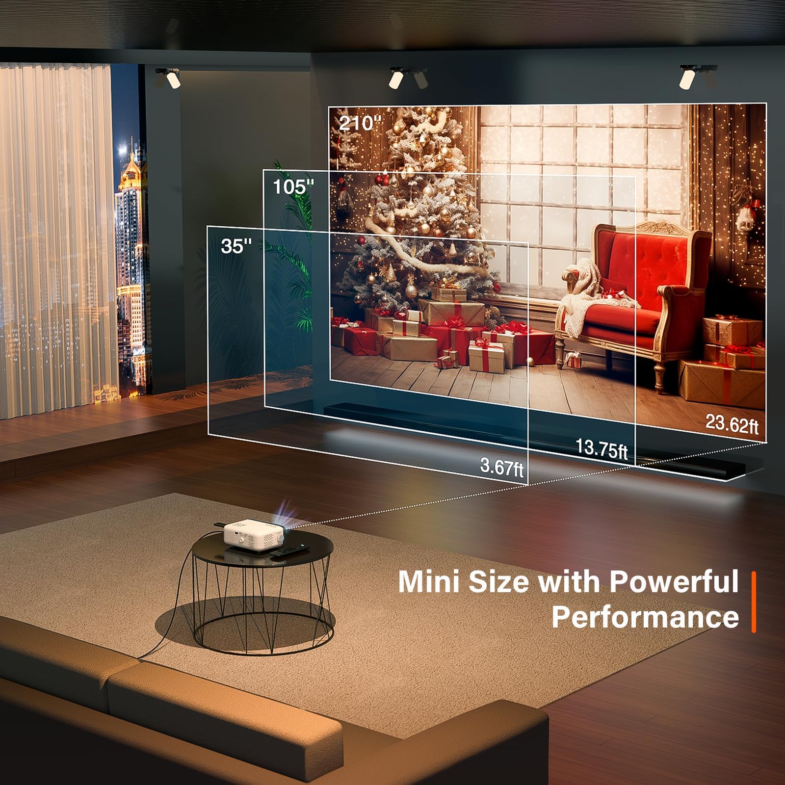 Mini Projector, VOPLLS 1080P Full HD Supported Video Projector, Portable Outdoor Home Theater Movie Projector, 50% Zoom, Compatible with HDMI, USB, AV, Smartphone/Tablet/Laptop (Small Projector) - CookCave