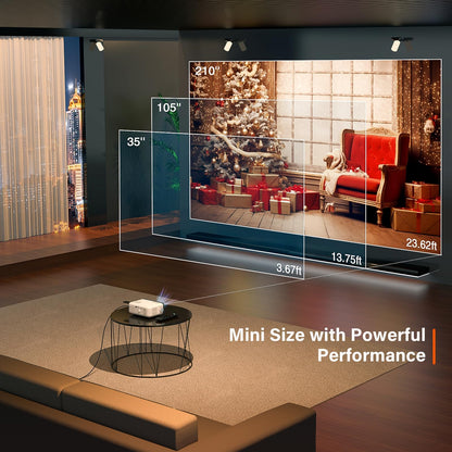 Mini Projector, VOPLLS 1080P Full HD Supported Video Projector, Portable Outdoor Home Theater Movie Projector, 50% Zoom, Compatible with HDMI, USB, AV, Smartphone/Tablet/Laptop (Small Projector) - CookCave