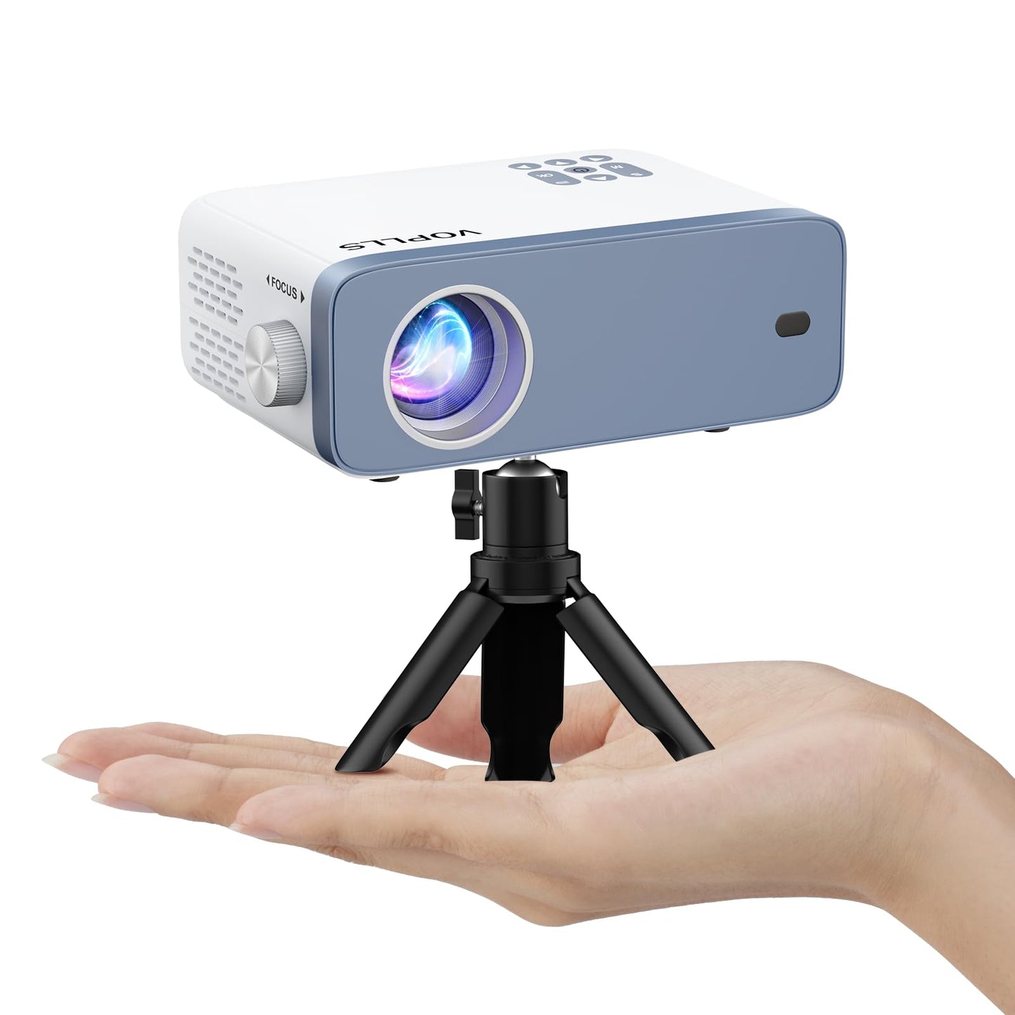 Mini Projector, VOPLLS 1080P Full HD Supported Video Projector, Portable Outdoor Home Theater Movie Projector, 50% Zoom, Compatible with HDMI, USB, AV, Smartphone/Tablet/Laptop (Small Projector) - CookCave