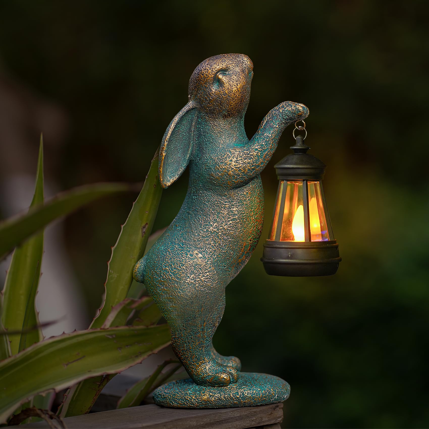 MININOVA Garden Statues Rabbit with Solar Lantern Outdoor Bunny Figurines Decorations for Patio Yard Lawn Ornaments Gifts for Birthday Easter Housewarming Mother's Day - CookCave