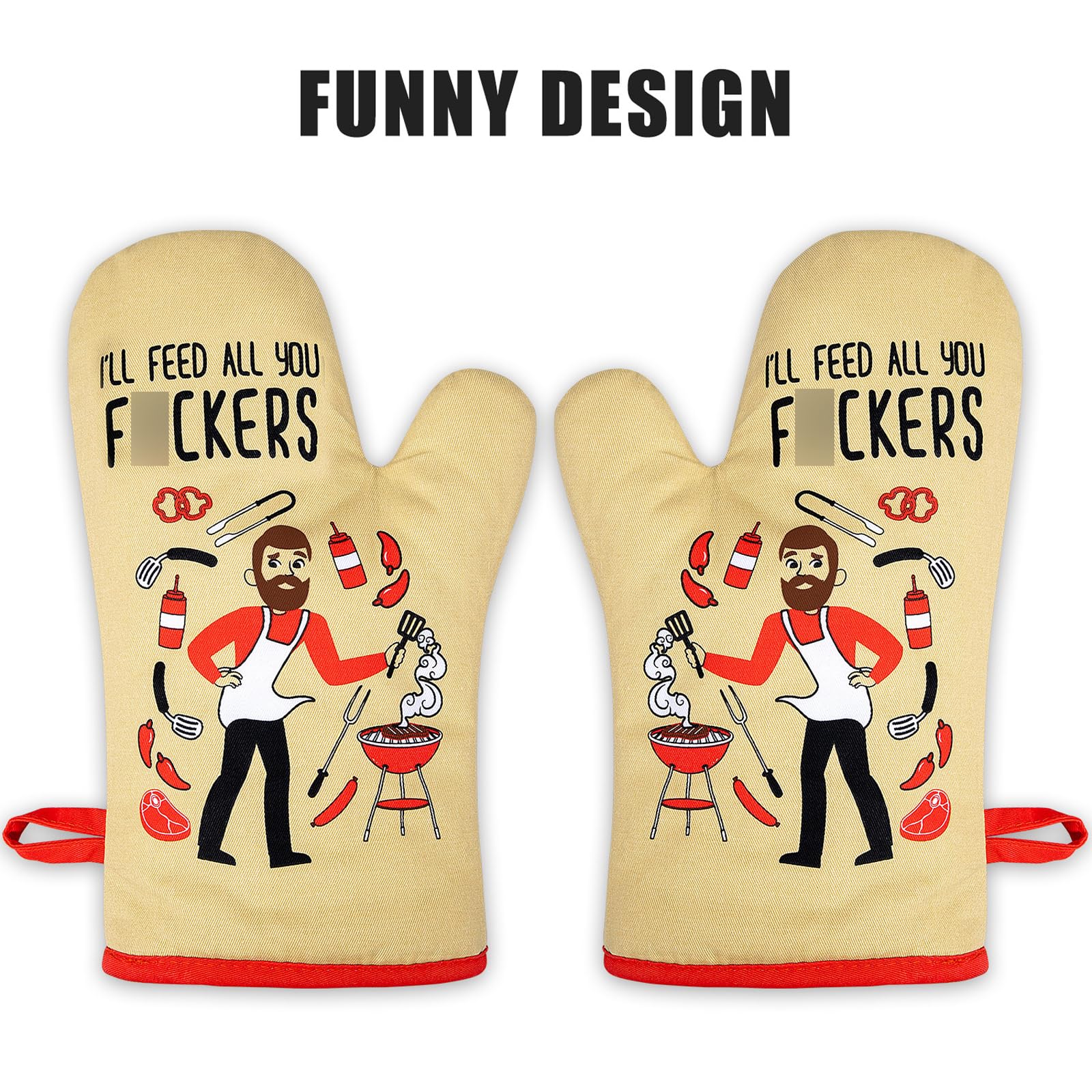 Miracu Funny Oven Mitts, Presents for Chefs, Funny Cooking Gadgets, BBQ Oven Mitt, Unique Gifts for Cooks Dad Brother Him, Manly Fathers Day, Housewarming Grilling Kitchen Chef Gifts for Men Who Cook - CookCave
