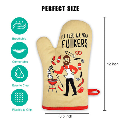 Miracu Funny Oven Mitts, Presents for Chefs, Funny Cooking Gadgets, BBQ Oven Mitt, Unique Gifts for Cooks Dad Brother Him, Manly Fathers Day, Housewarming Grilling Kitchen Chef Gifts for Men Who Cook - CookCave