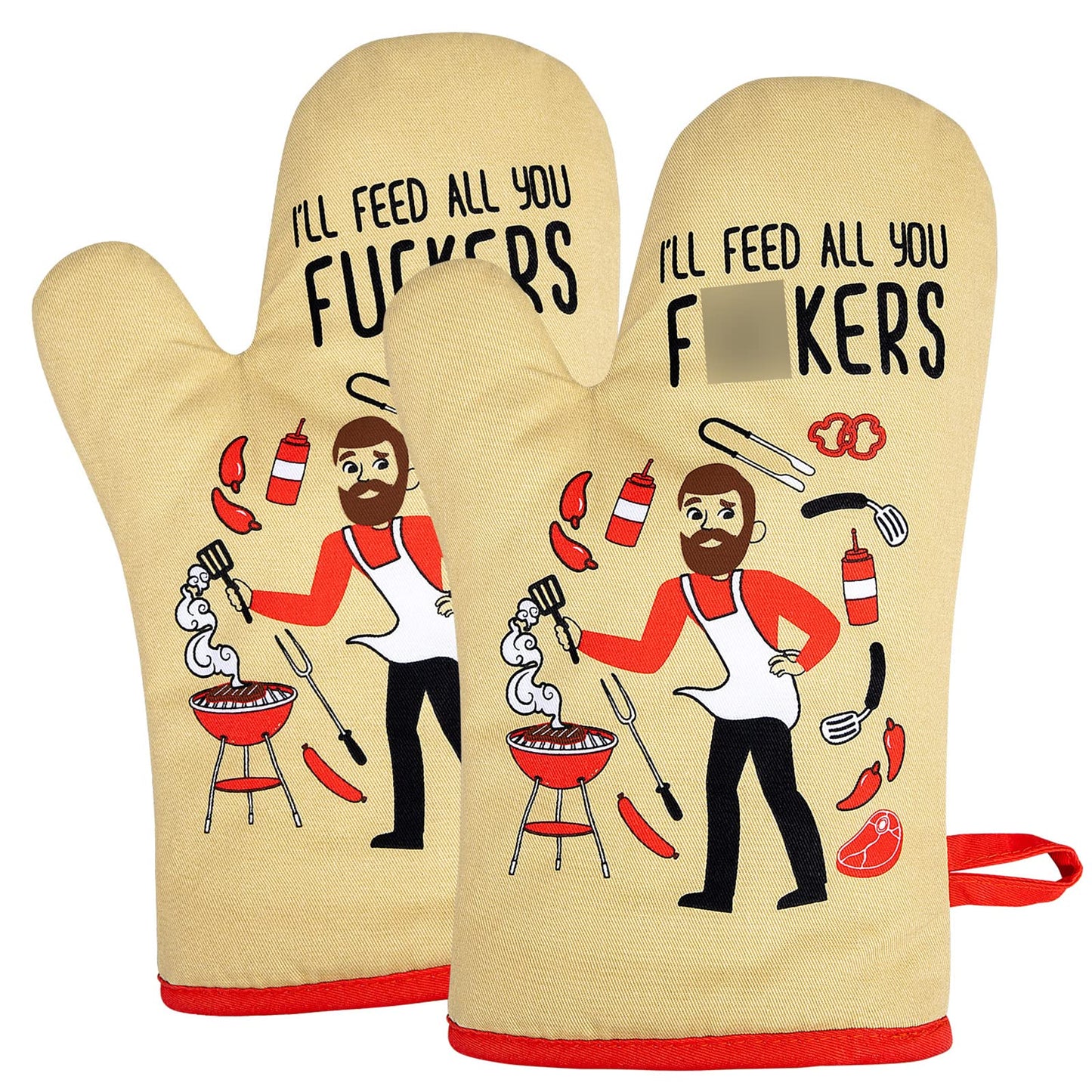 Miracu Funny Oven Mitts, Presents for Chefs, Funny Cooking Gadgets, BBQ Oven Mitt, Unique Gifts for Cooks Dad Brother Him, Manly Fathers Day, Housewarming Grilling Kitchen Chef Gifts for Men Who Cook - CookCave