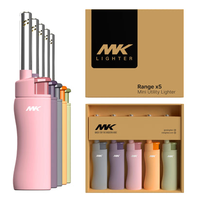 MK Candle Lighter, Butane Refillable Wind-Resistant Flame, 5-Pack for BBQ, Camping, Outdoor Use (Pastel-5pc) - CookCave