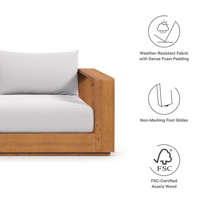 Modway Tahoe Acacia Wood Outdoor Patio Sofa in Natural Light Gray with Weather-Resistant Cushions - Ideal as a Porch Couch or Sunroom Sofa - CookCave