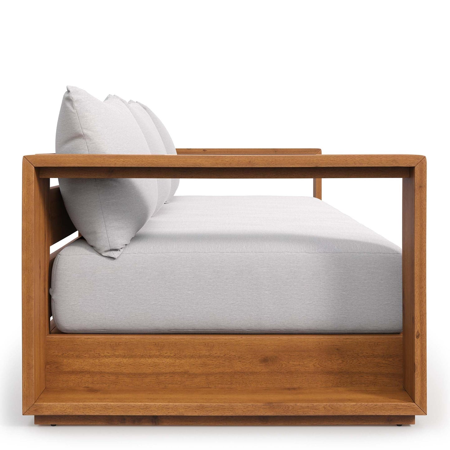 Modway Tahoe Acacia Wood Outdoor Patio Sofa in Natural Light Gray with Weather-Resistant Cushions - Ideal as a Porch Couch or Sunroom Sofa - CookCave