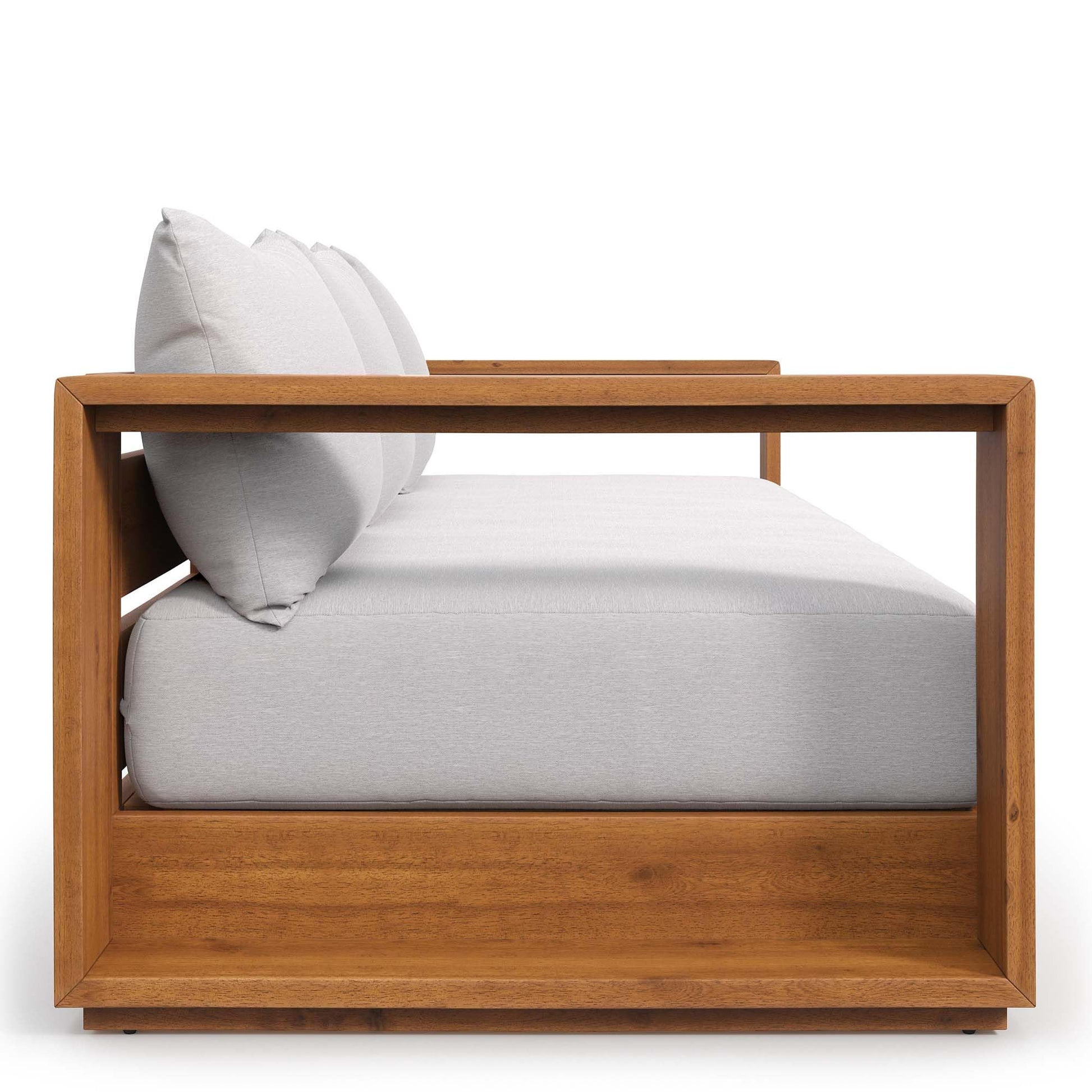 Modway Tahoe Acacia Wood Outdoor Patio Sofa in Natural Light Gray with Weather-Resistant Cushions - Ideal as a Porch Couch or Sunroom Sofa - CookCave