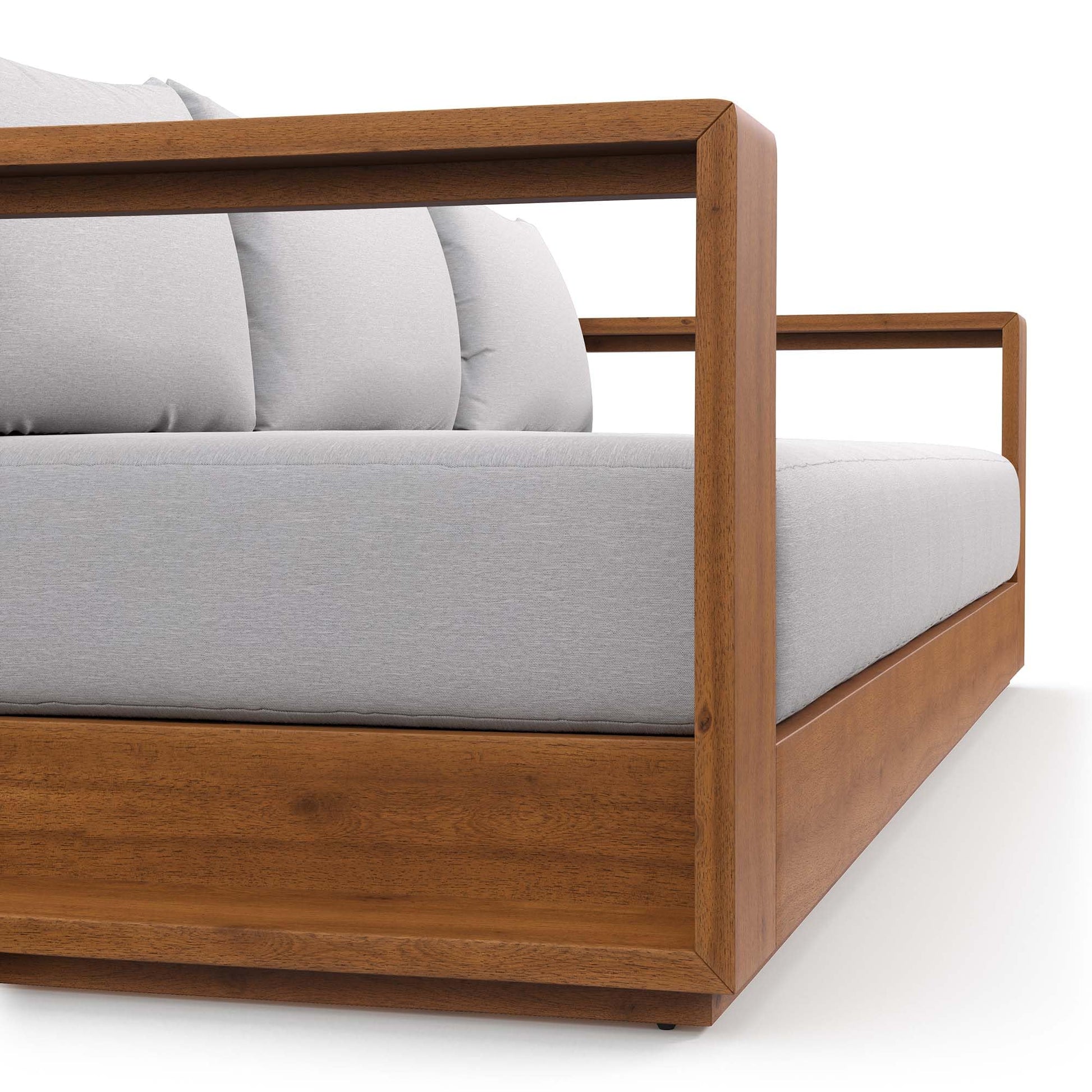 Modway Tahoe Acacia Wood Outdoor Patio Sofa in Natural Light Gray with Weather-Resistant Cushions - Ideal as a Porch Couch or Sunroom Sofa - CookCave