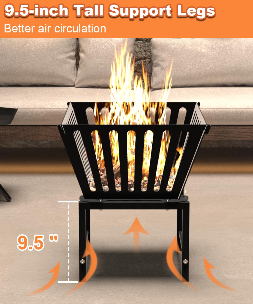 Mondazie 17 Inch Outdoor Fire Pit for Camping, Heavy Duty Portable Wood Burning Firepits Stove with Storage Bag for Outside Patio, Heating, Picnic, Campfire and BBQ, Trapezoid Vertical Hollow, Black - CookCave