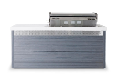 Mont Alpi MA805-AW Artwood HDPE All Weather Built-in 6-Burner 44 inch 87000 BTU Propane Natural Gas Stainless Steel Outdoor Kitchen Barbecue Island Grill + White Granite Countertops + Fridge Cabinet - CookCave