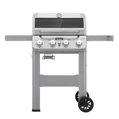 Monument Grills 4-Burner Liquid Propane Gas Grill, Silver Stainless Steel Grill Outdoor Patio Garden Barbecue Grill with Clearview® Lid and One Foldable Shelf, Mesa400MF - CookCave