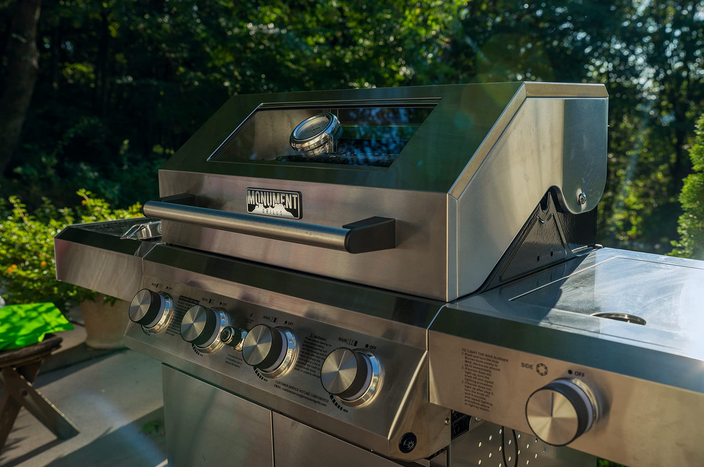 Monument Grills Larger 4-Burner Propane Gas Grills BBQ Stainless Steel Heavy-Duty Cabinet Style with BBQ Cover - CookCave