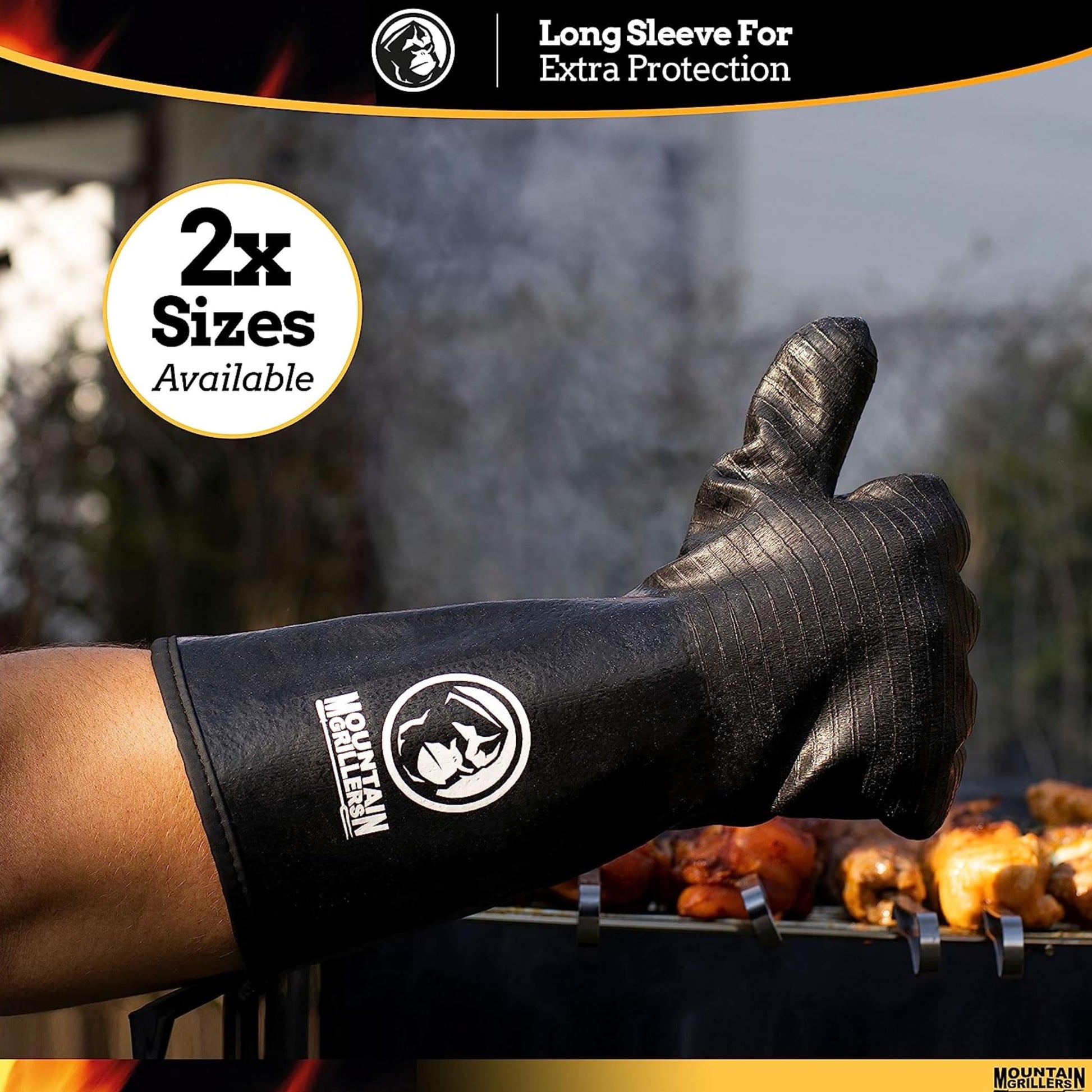 Mountain Grillers Extreme Heat Resistant Gloves for Grill BBQ High Temperature Fire Pit Gloves Barbecue Cooking, Smoker, Oven, Fryer, Grilling Waterproof, Fireproof Oil Resistant Neoprene Coating 14in - CookCave