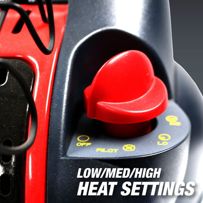 Mr Heater 4000 to 18000 BTU 3 Setting Portable LP Gas Heater Unit with Dual Tank Connection for Indoor and Outdoor Use, Black/Red - CookCave