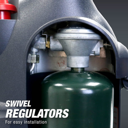 Mr Heater 4000 to 18000 BTU 3 Setting Portable LP Gas Heater Unit with Dual Tank Connection for Indoor and Outdoor Use, Black/Red - CookCave