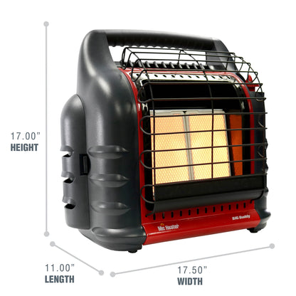 Mr Heater 4000 to 18000 BTU 3 Setting Portable LP Gas Heater Unit with Dual Tank Connection for Indoor and Outdoor Use, Black/Red - CookCave
