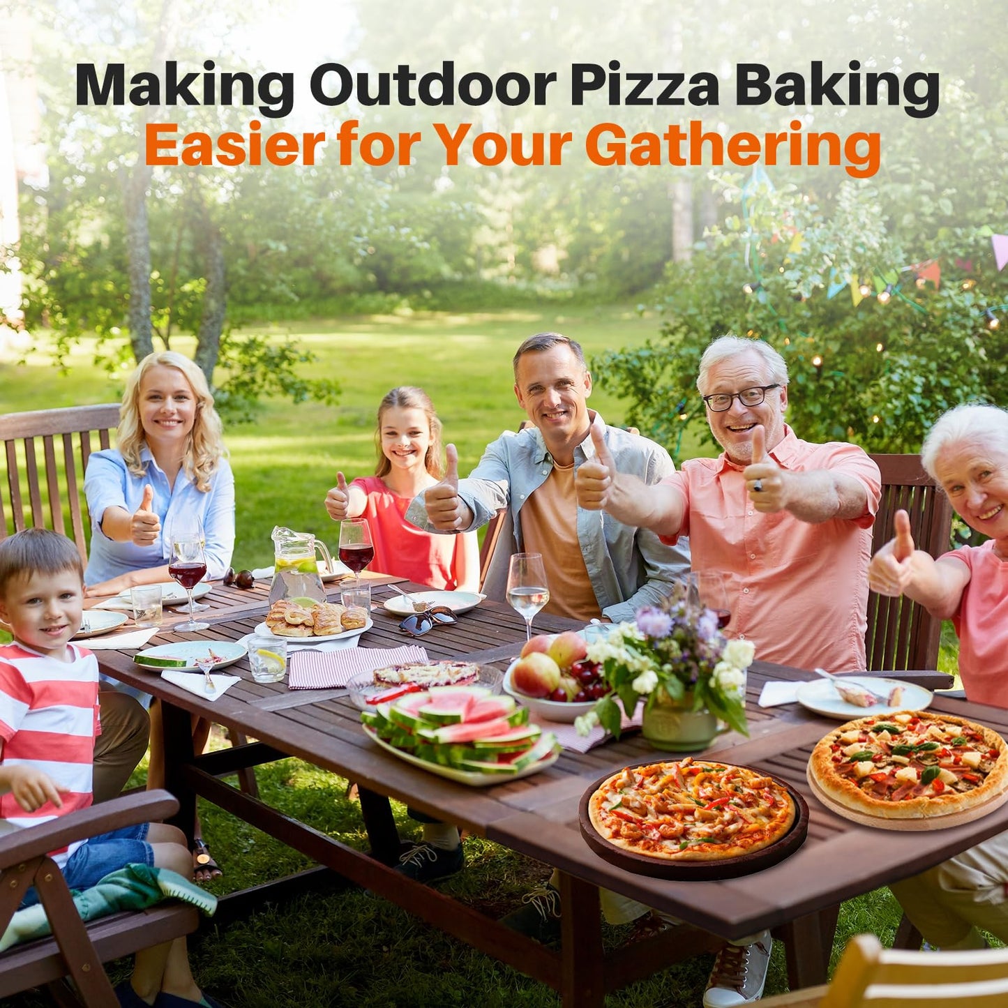 Multi-Fuel Pizza Oven Outdoor,12" Wood Fire & Propane Pizza Oven, Portable Rotating Pellet Gas Pizza Maker for Grill with Thermometer,Dual Fuel Stainless Steel Pizza Maker for Backyard Camping - CookCave